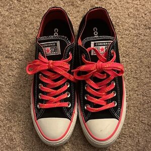 Converse Black Sneakers with Neon Pink Laces